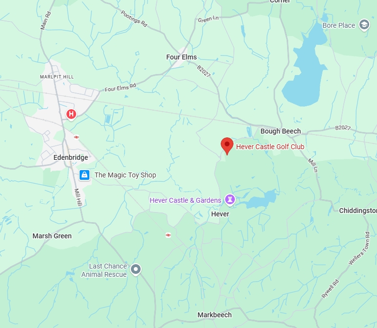 Google Maps image of Hever Golf Club, showing Little Big Tech's Kent office